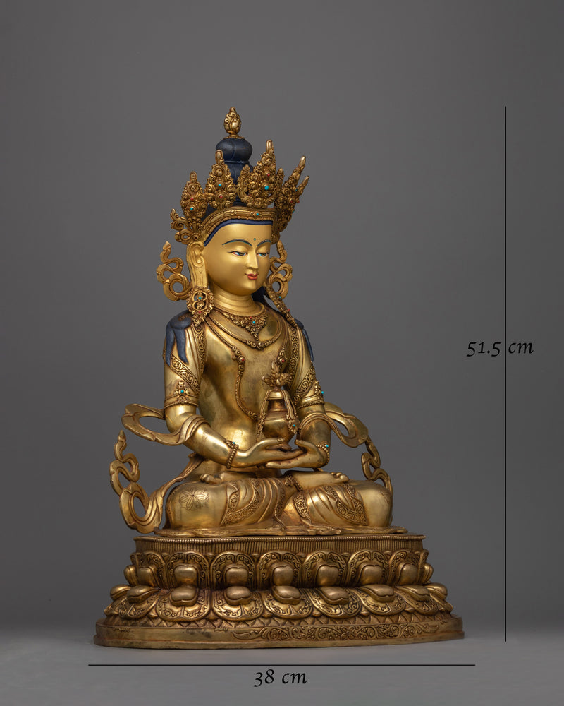 Gold-Gilded Amitayus Figure | Symbol of Infinite Life and Compassion