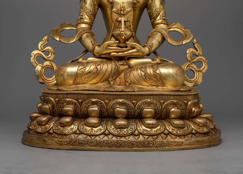 Gold-Gilded Amitayus Figure | Symbol of Infinite Life and Compassion