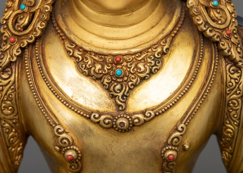 Gold-Gilded Amitayus Figure | Symbol of Infinite Life and Compassion