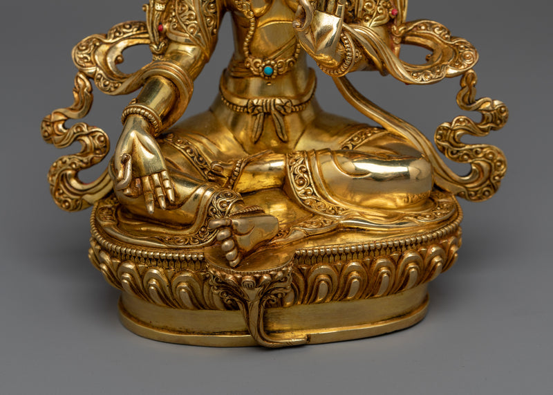 Green Tara 23cm Gold-Gilded Statue | Embodiment of Compassion