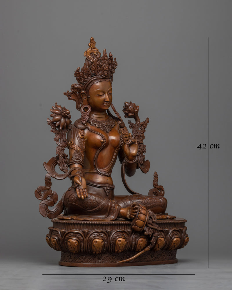 Green Tara Beautiful Oxidized Statue | Embodiment of Compassion