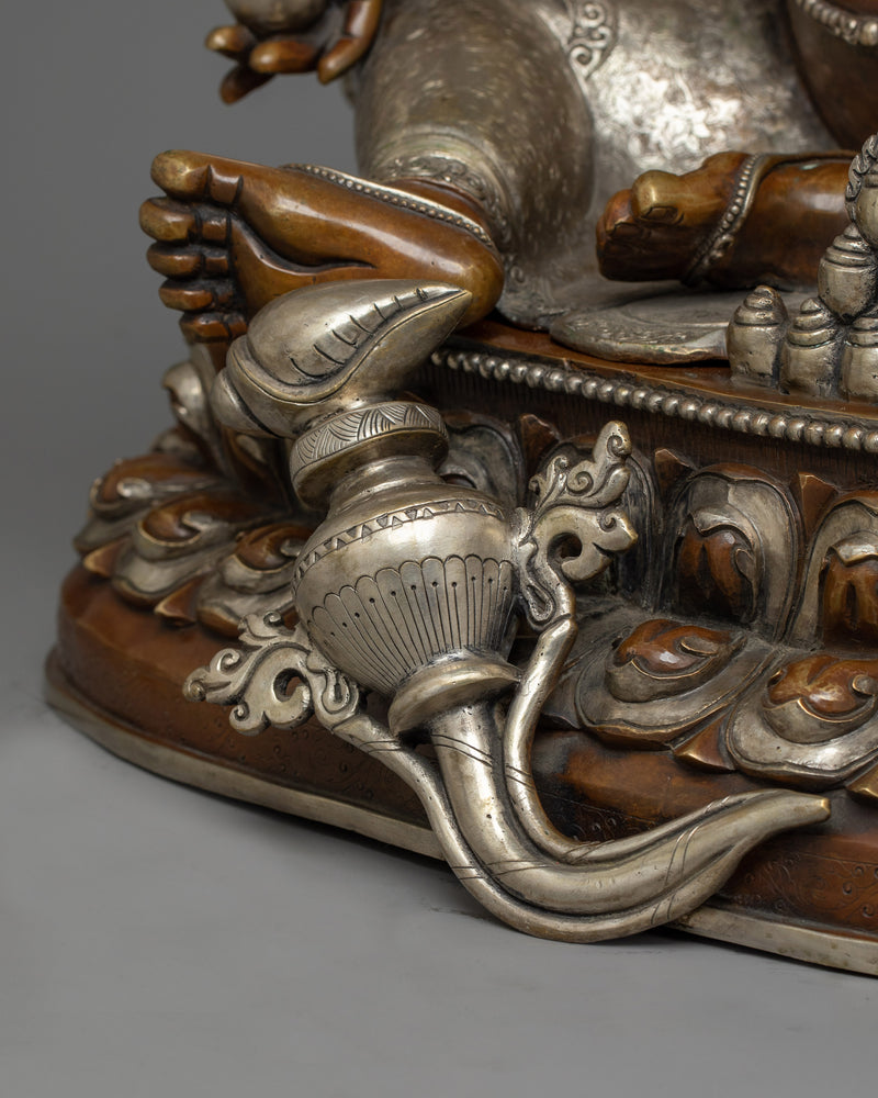 Dzambhala Silver-Plated Oxidized Statue | Embodiment of Wealth and Compassion