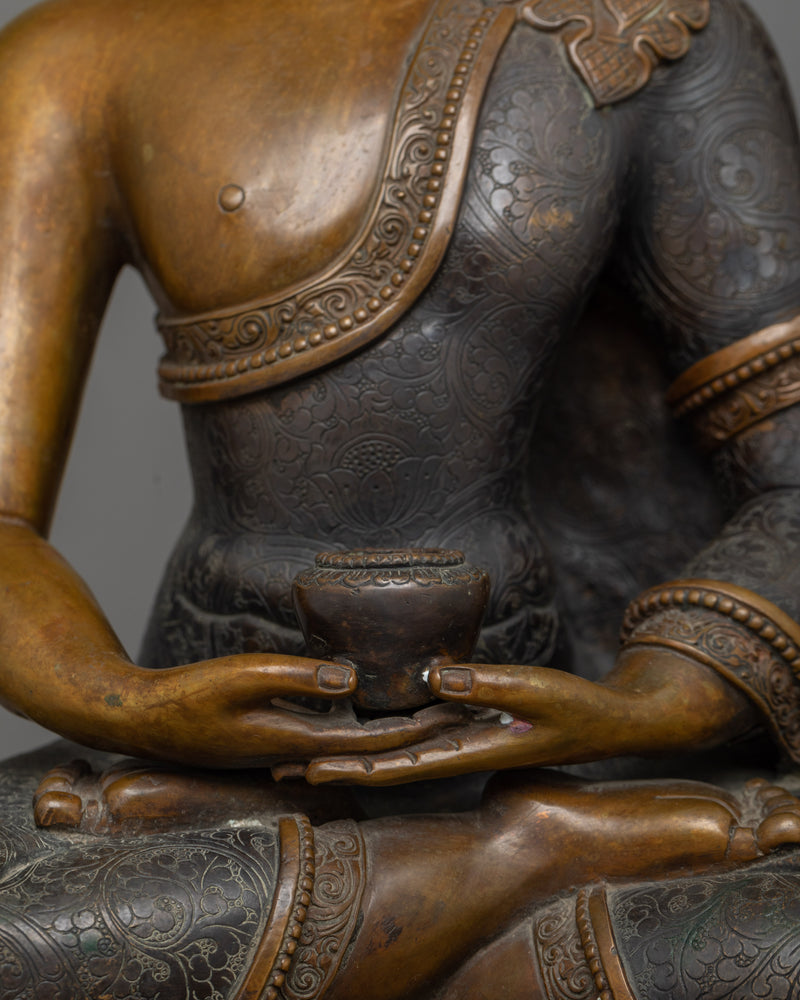 Amitabha Buddha Dark Oxidized Statue | Emblem of Infinite Light