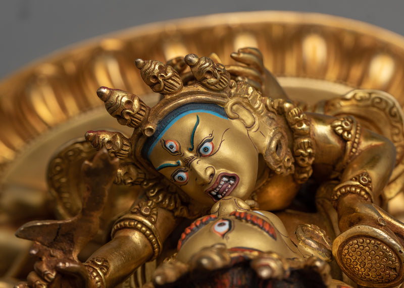 Gold Gilded Buddhist Statue |  Authentic Handmade Statue of Vajrakumara