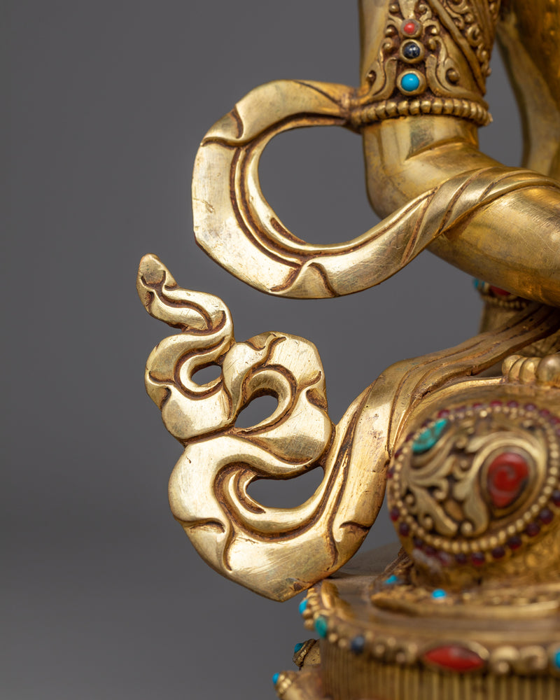 Adorned with Gemstone Amitayus Statue | Buddhist Sculpture of Longevity Deity