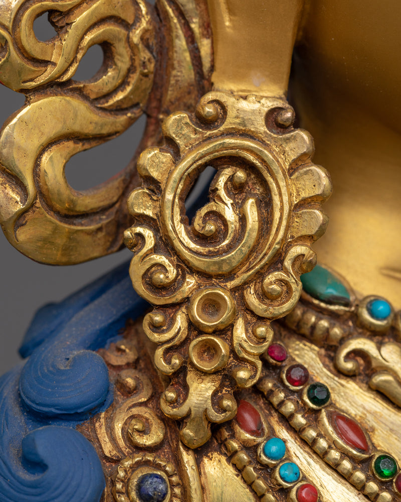 Adorned with Gemstone Amitayus Statue | Buddhist Sculpture of Longevity Deity