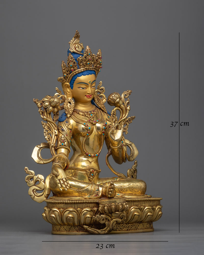 Serene Green Tara Statue | Embodiment of Compassion and Serenity