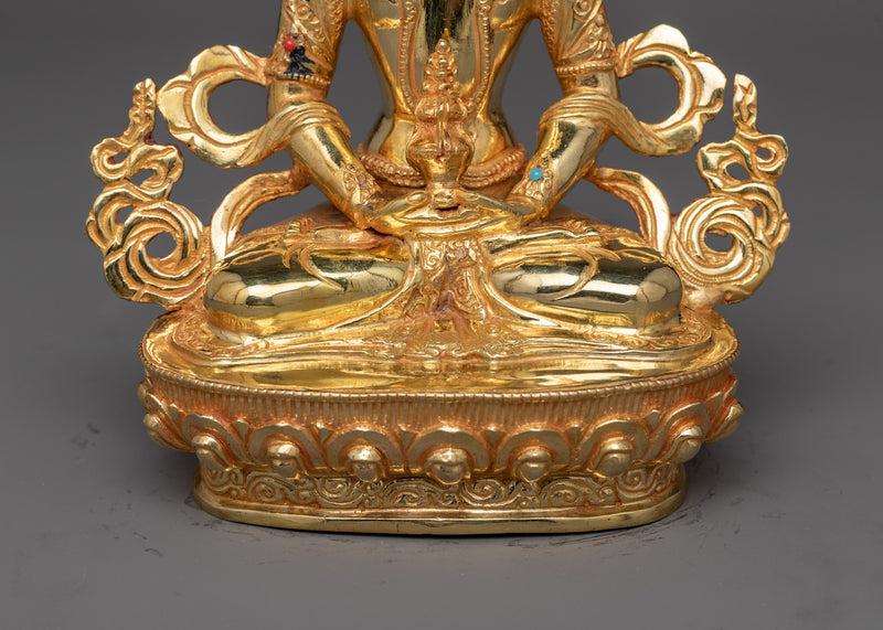 Gold Gilded Amitayus Statue | A Luminous Symbol of Longevity and Spiritual Insight