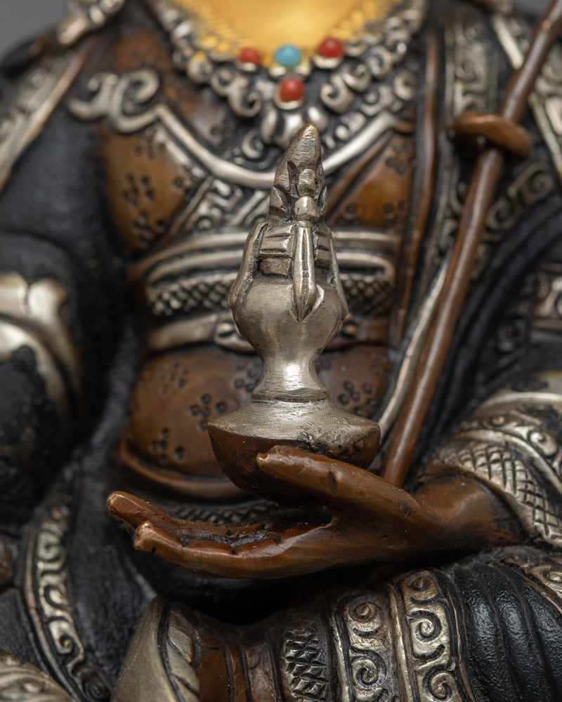 Guru Rinpoche Oxidized Silver-Plated Statue | Embodiment of Enlightened Wisdom