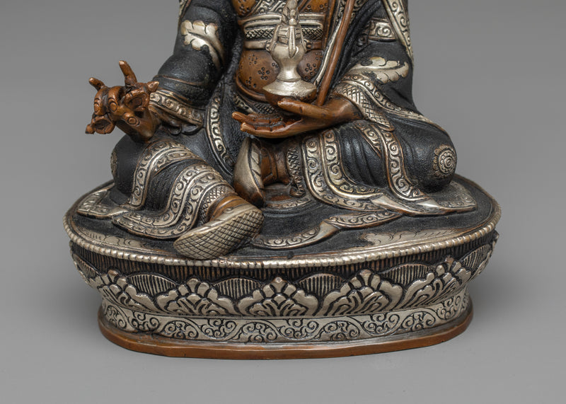 Guru Rinpoche Oxidized Silver-Plated Statue | Embodiment of Enlightened Wisdom