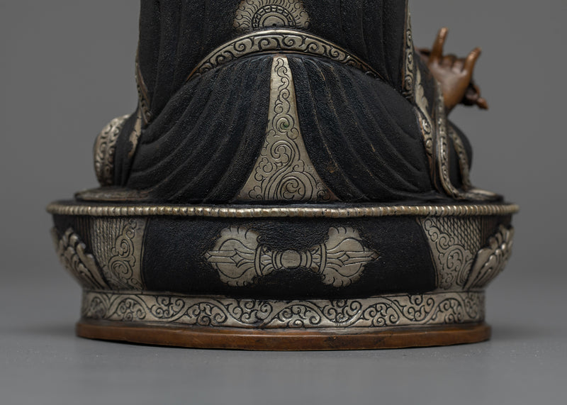 Guru Rinpoche Oxidized Silver-Plated Statue | Embodiment of Enlightened Wisdom