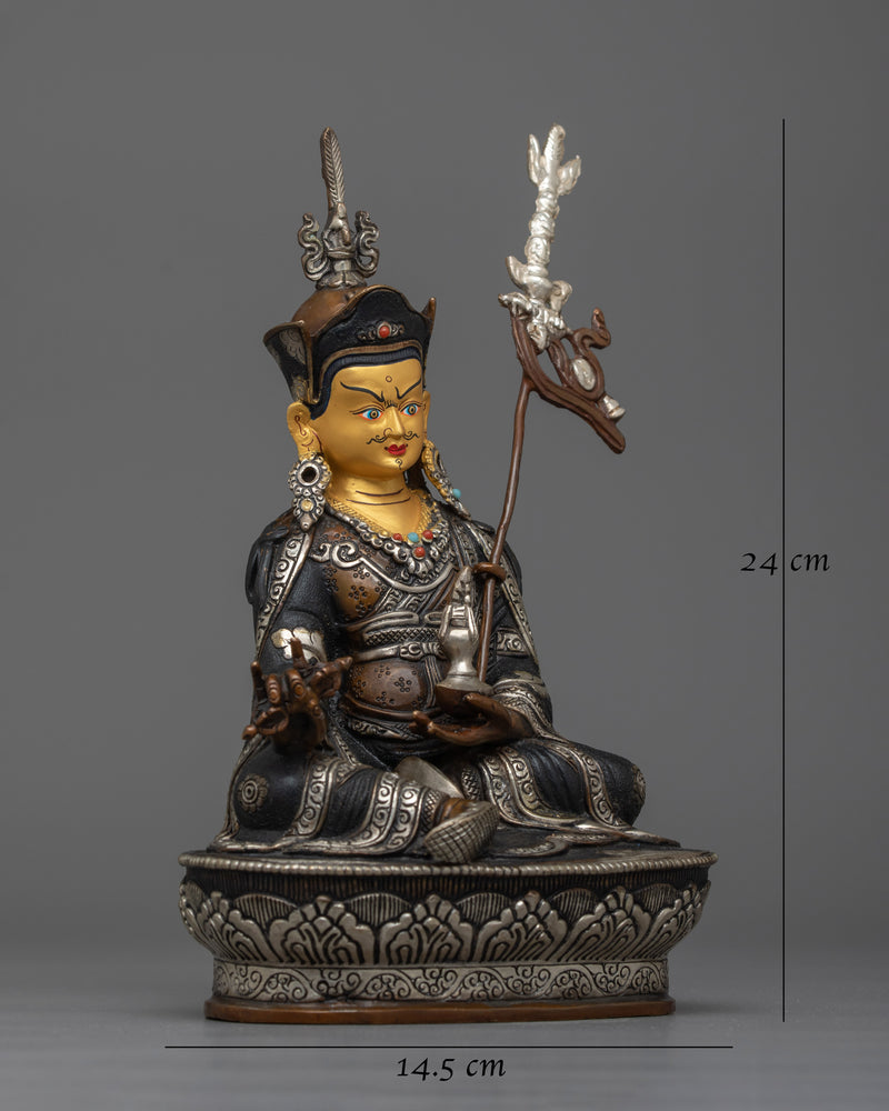 Guru Rinpoche Oxidized Silver-Plated Statue | Embodiment of Enlightened Wisdom