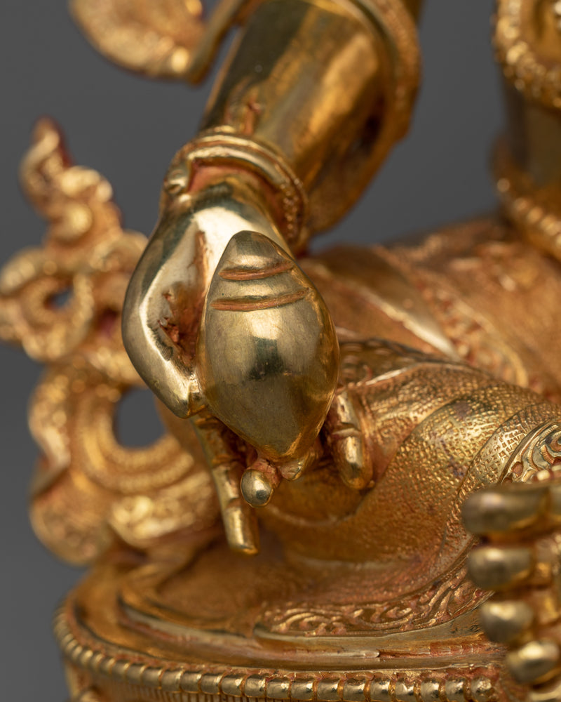 Dzambhala Gold-Gilded Jewels Deity Statue | Embodiment of Wealth and Prosperity