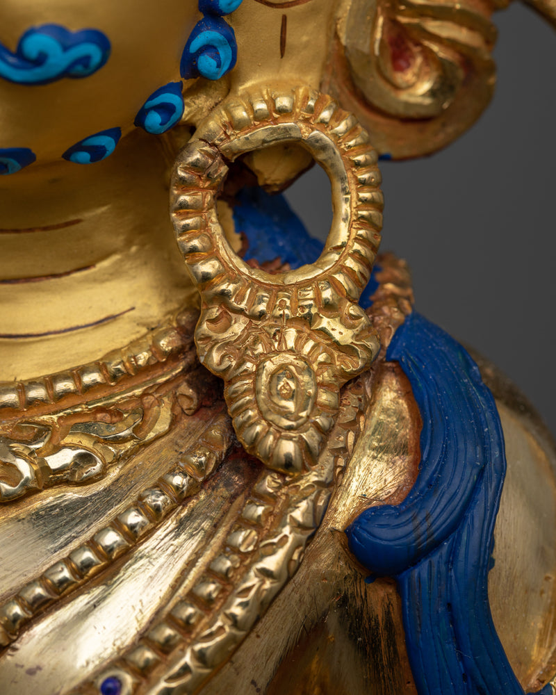 Dzambhala Gold-Gilded Jewels Deity Statue | Embodiment of Wealth and Prosperity