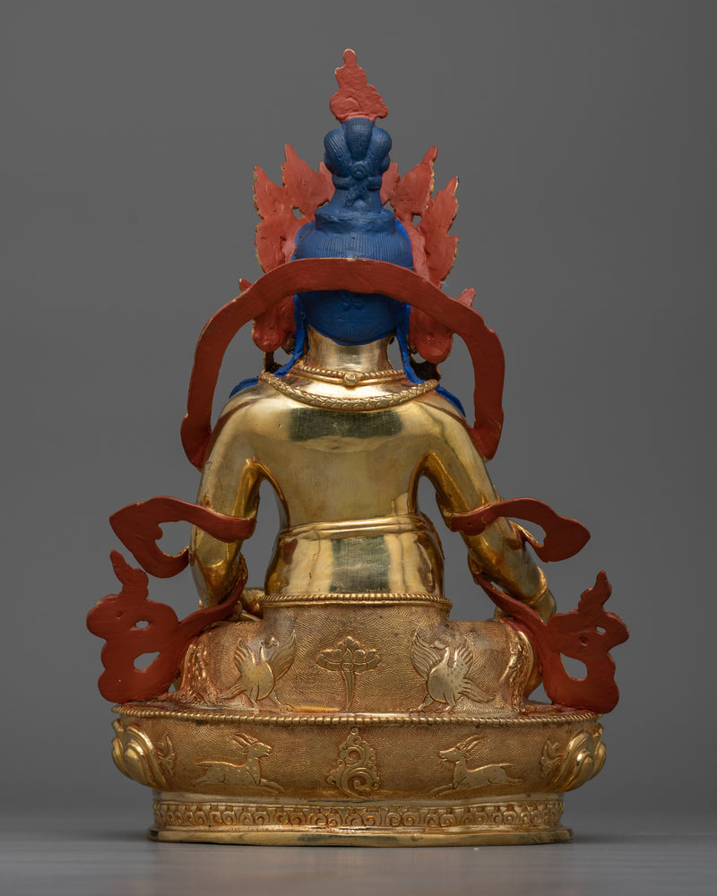 Dzambhala Gold-Gilded Jewels Deity Statue | Embodiment of Wealth and Prosperity