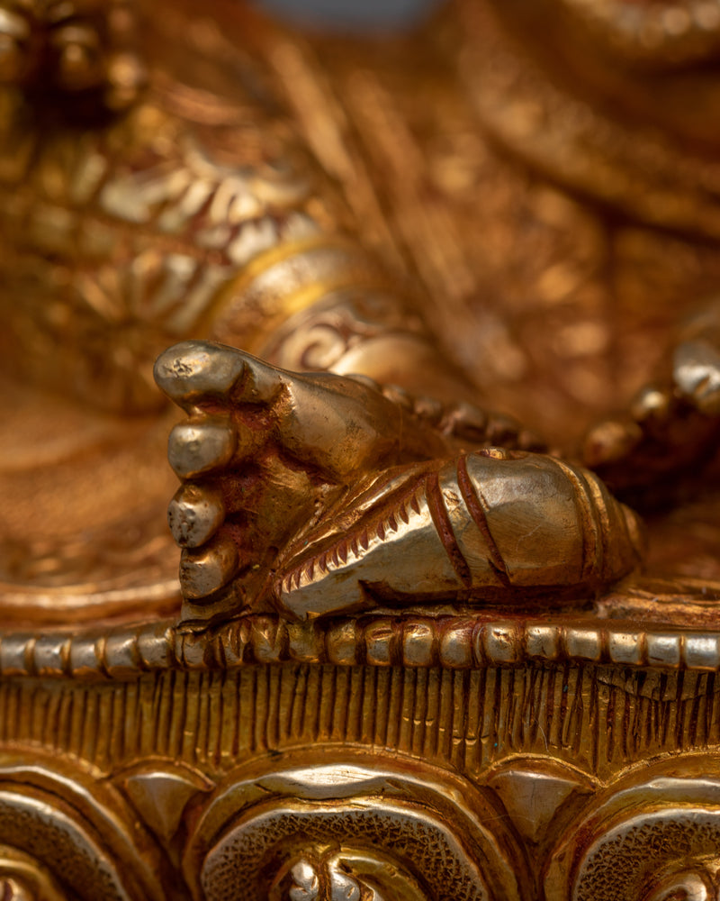 Jewels Deity Dzambhala Gold-Gilded Statue | Embodiment of Wealth and Prosperity