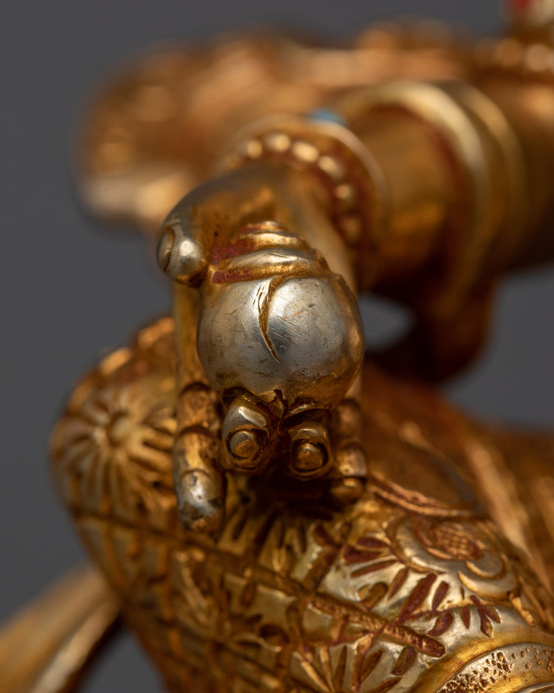 Jewels Deity Dzambhala Gold-Gilded Statue | Embodiment of Wealth and Prosperity