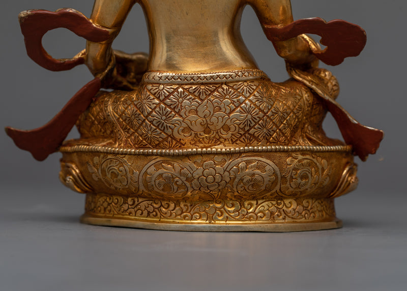 Jewels Deity Dzambhala Gold-Gilded Statue | Embodiment of Wealth and Prosperity