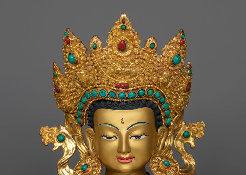 Crown Shakyamuni Buddhah Gold-Gilded Statue | Embodiment of Enlightenment