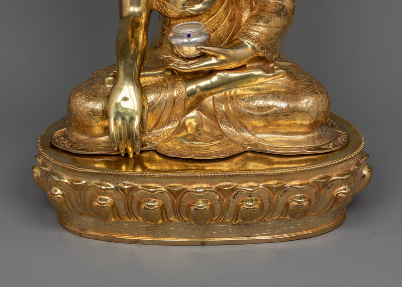 Crown Shakyamuni Buddhah Gold-Gilded Statue | Embodiment of Enlightenment