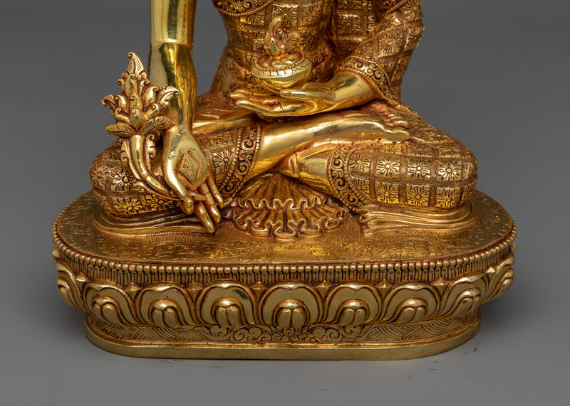 Medicine Buddha Gold-Gilded Statue | Embodiment of Healing and Compassion