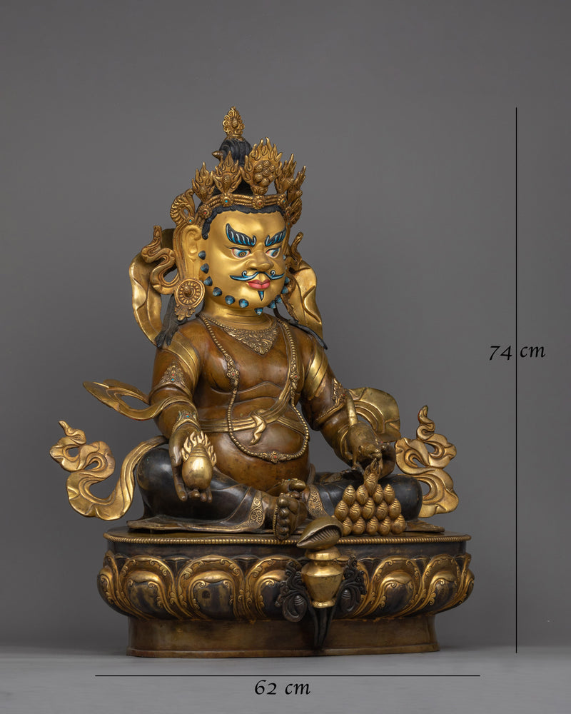 Dzambala Gold-Gilded Oxidized Statue | Embodiment of Wealth and Abundance