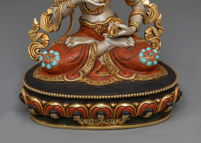 Vajrasattva Silver-Hued Statue | Embodiment of Purity and Enlightenment