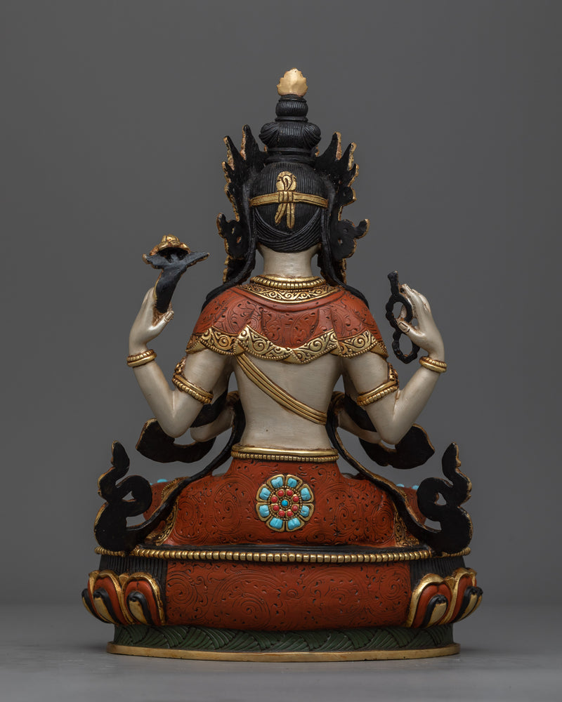 Chenrezig Silver-Hued Statue | Embodiment of Compassion