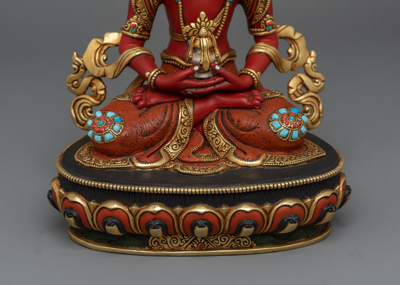 Amitayus Red-Hued Statue | Embodiment of Infinite Life and Compassion