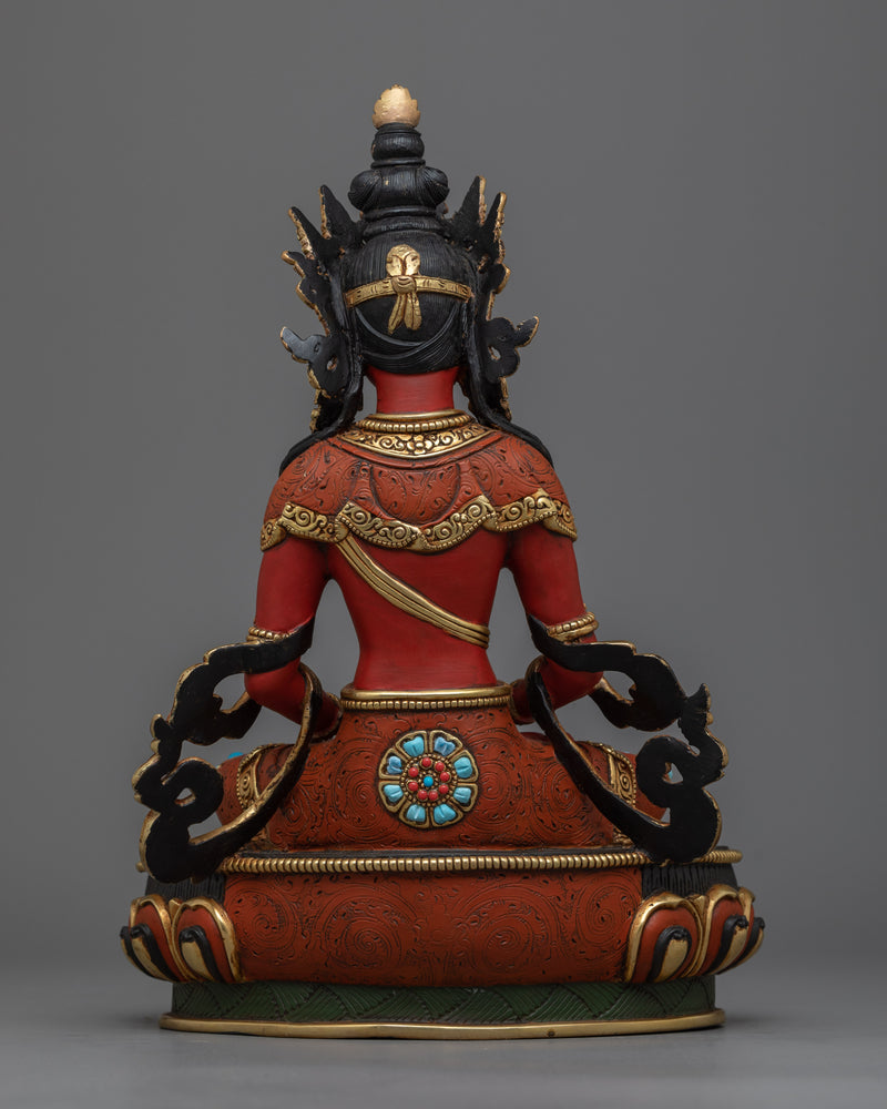 Amitayus Red-Hued Statue | Embodiment of Infinite Life and Compassion