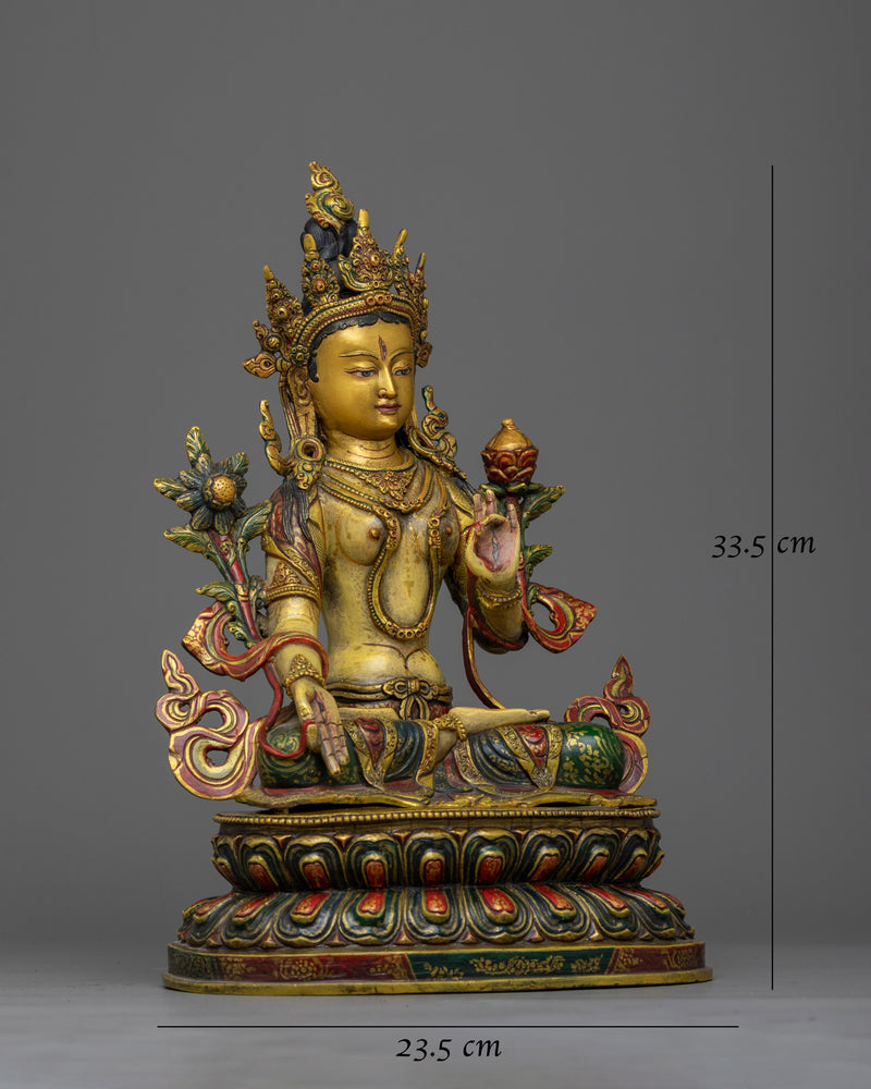 White Tara Antique Statue | Embodiment of Compassion and Longevity