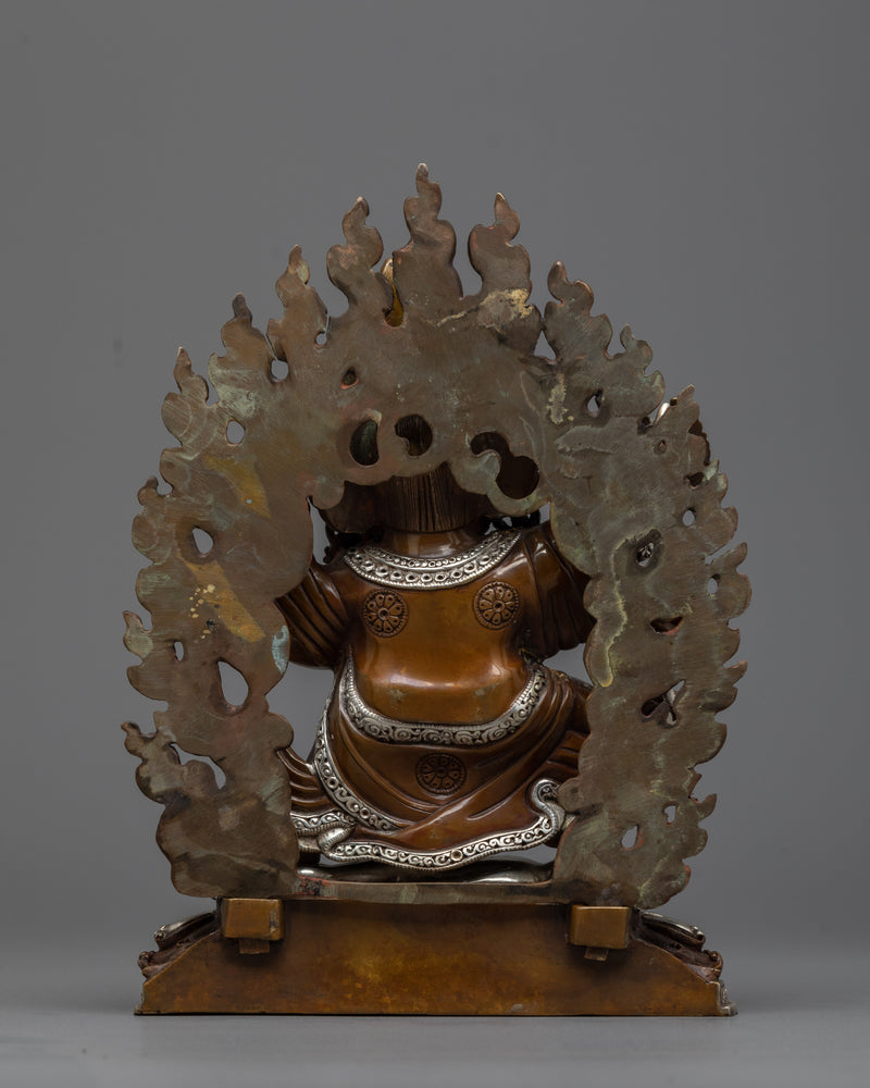 Mahakala Bernagchen Silver-Plated Oxidized Statue | Guardian of Wisdom and Protection