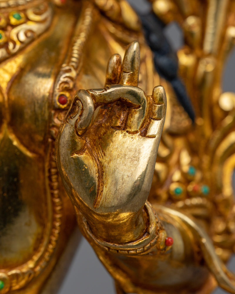 Green Tara Gold Gilded Copper Statue | Symbol of Compassion and Protection