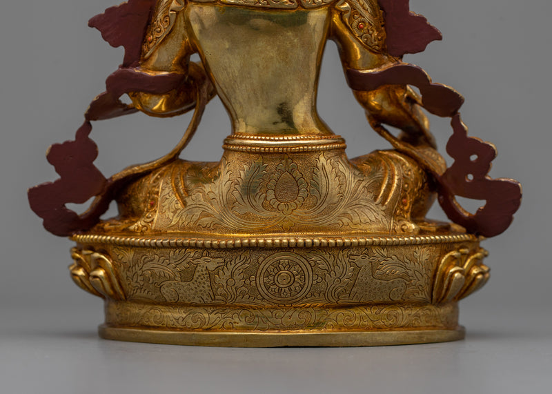 Green Tara Gold Gilded Copper Statue | Symbol of Compassion and Protection