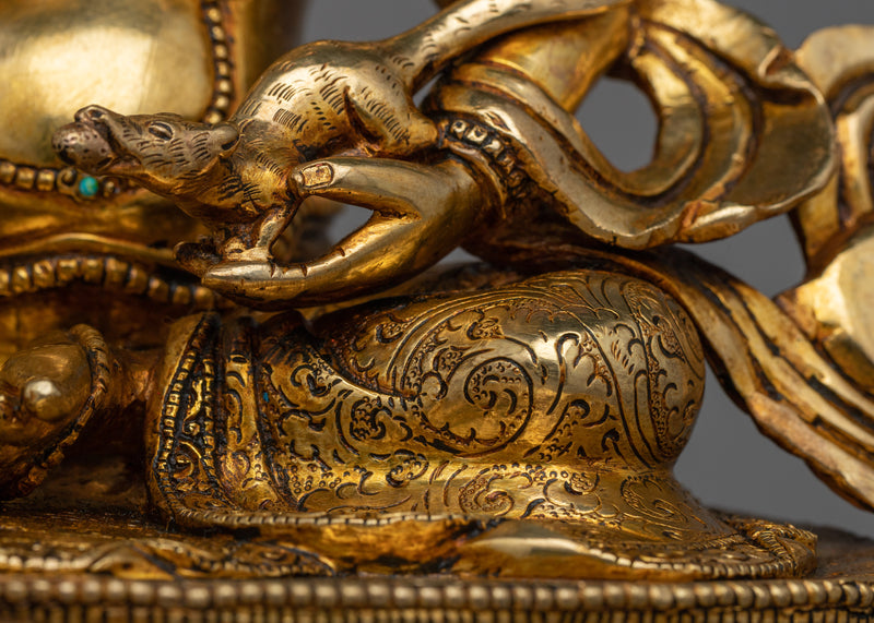 Gold Gilded Dzambhala Jewels Statue | Symbol of Wealth and Prosperity