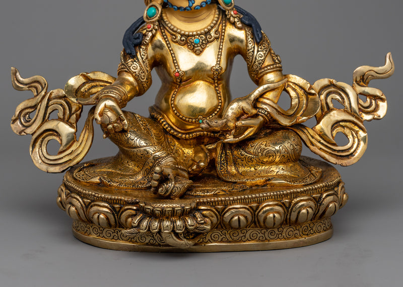 Gold Gilded Dzambhala Jewels Statue | Symbol of Wealth and Prosperity