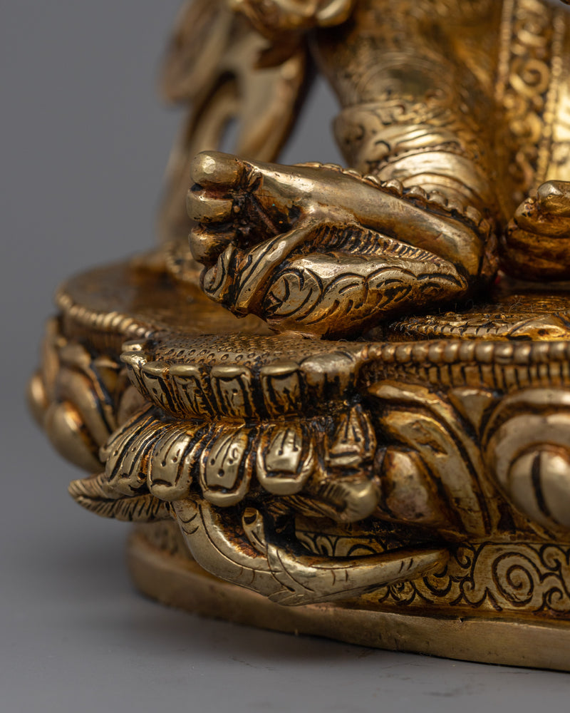 Gold Gilded Dzambhala Jewels Statue | Symbol of Wealth and Prosperity