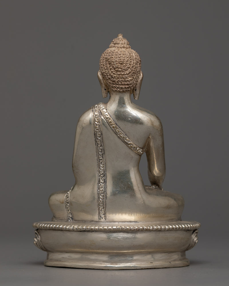 Shakyamuni Buddha Full Silver-Plated Body Statue | Embodiment of Enlightenment