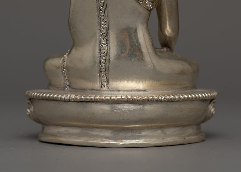 Shakyamuni Buddha Full Silver-Plated Body Statue | Embodiment of Enlightenment