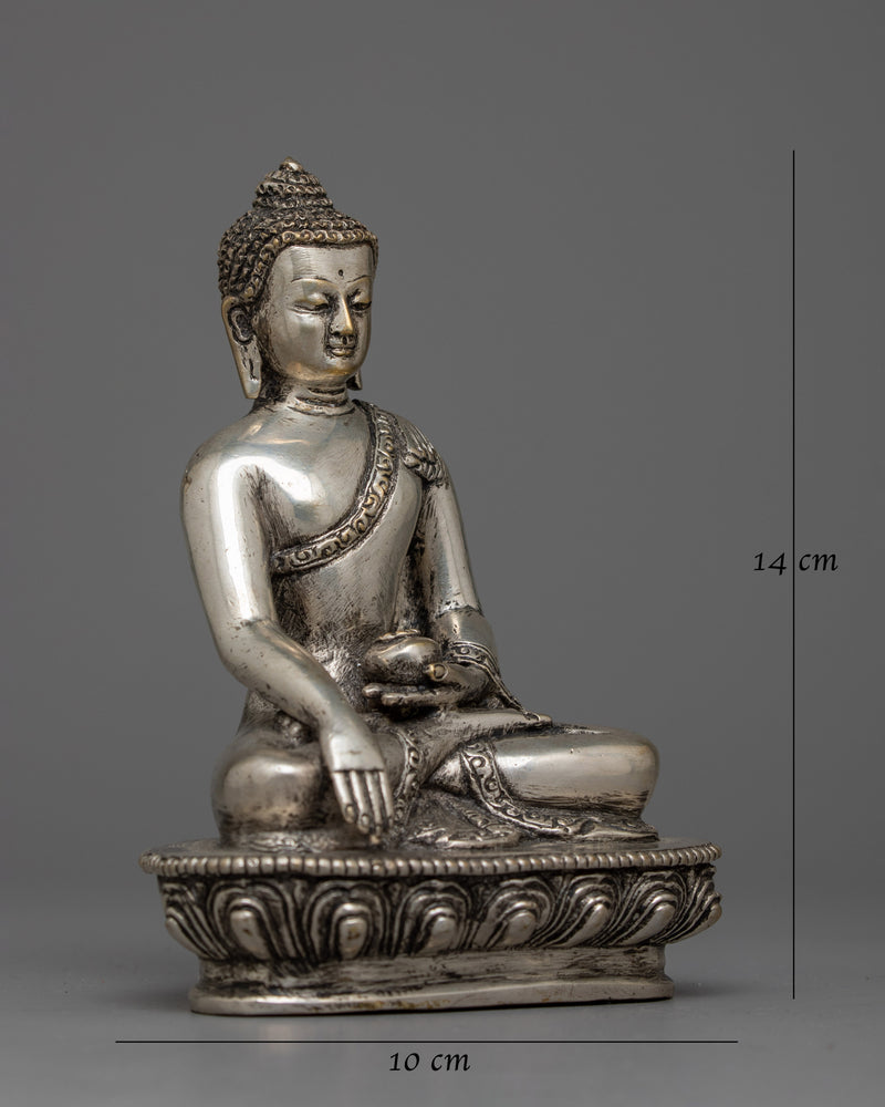 Shakyamuni Buddha Silver Plated Statue | Embodiment of Enlightenment