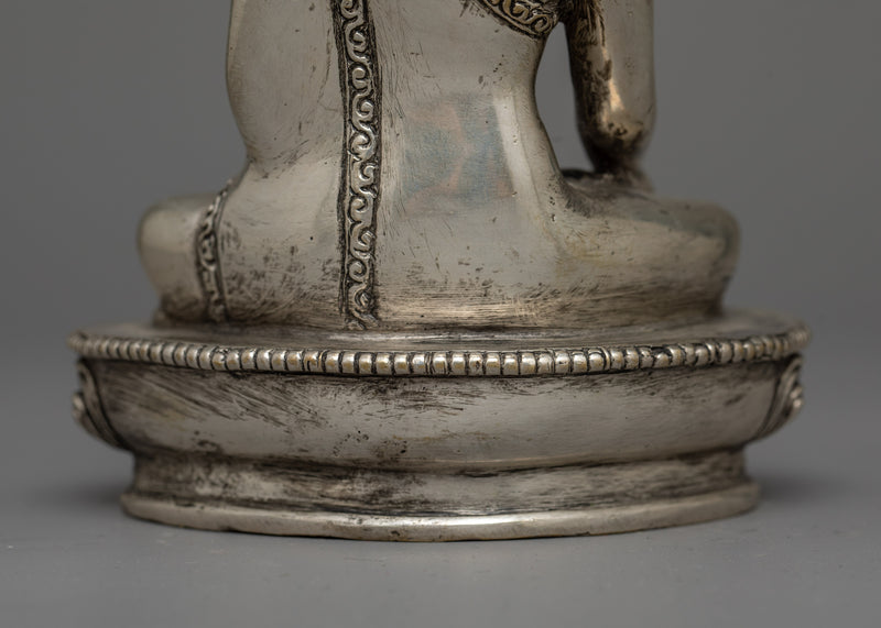 Shakyamuni Buddha Silver Plated Statue | Embodiment of Enlightenment