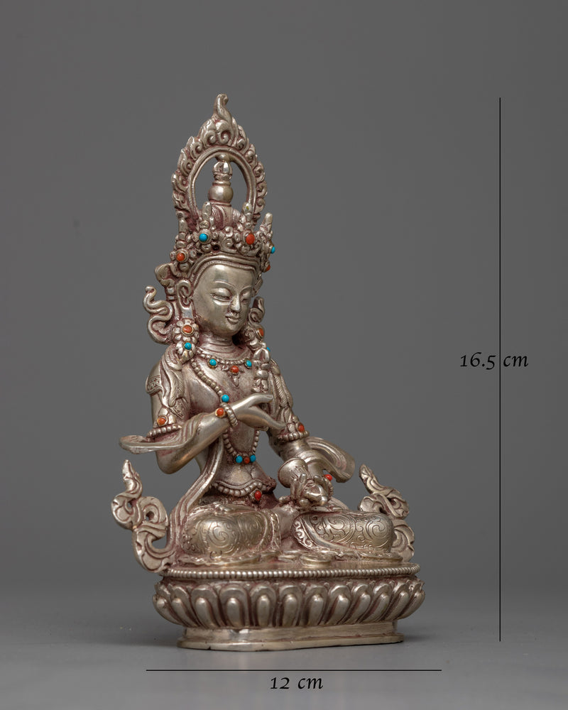 Exquisite Sterling Silver Vajrasattva Statue | Icon of Purity and Spiritual Clarity