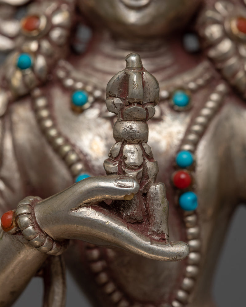 Exquisite Sterling Silver Vajrasattva Statue | Icon of Purity and Spiritual Clarity