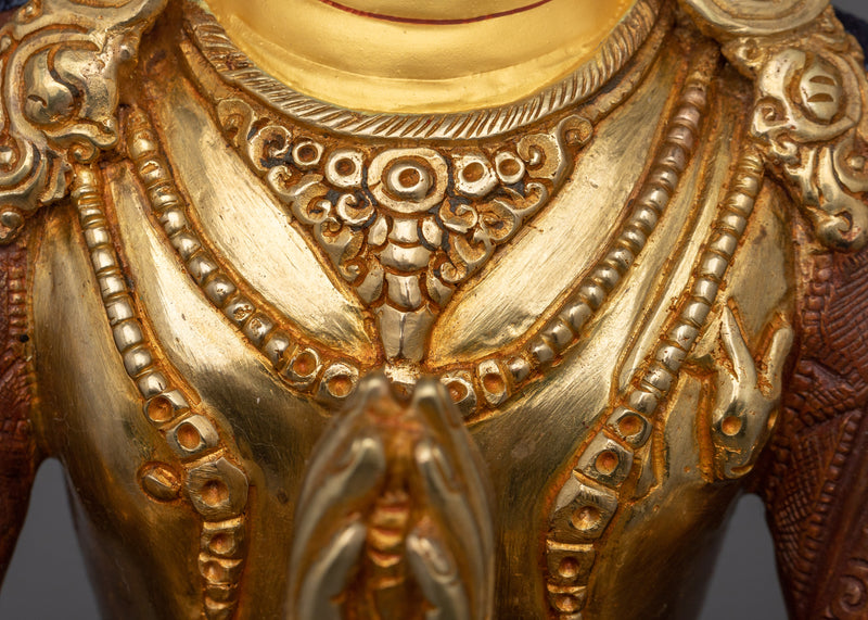 Gold Gilded Chenresig Figure | Icon of Compassion and Serenity