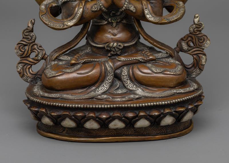 Spiritual Handmade Statue Chenrezig |  Lokeshvara Statue Silver Plated