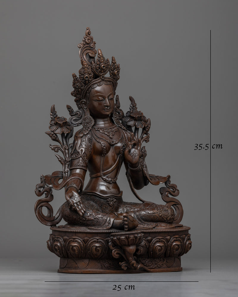 Green Tara Dark Oxidized | Icon of Serenity and Compassion