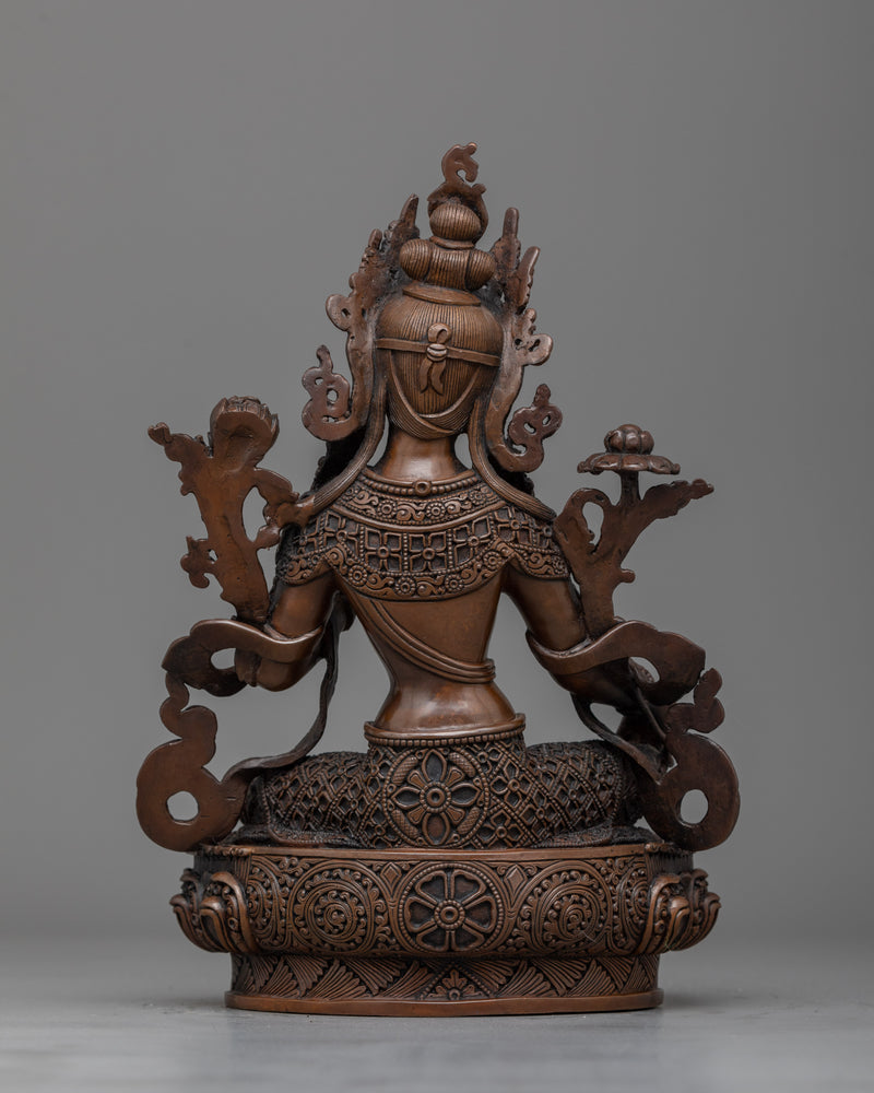 Green Tara Dark-Hued Oxidized | Symbol of Compassion and Serenity