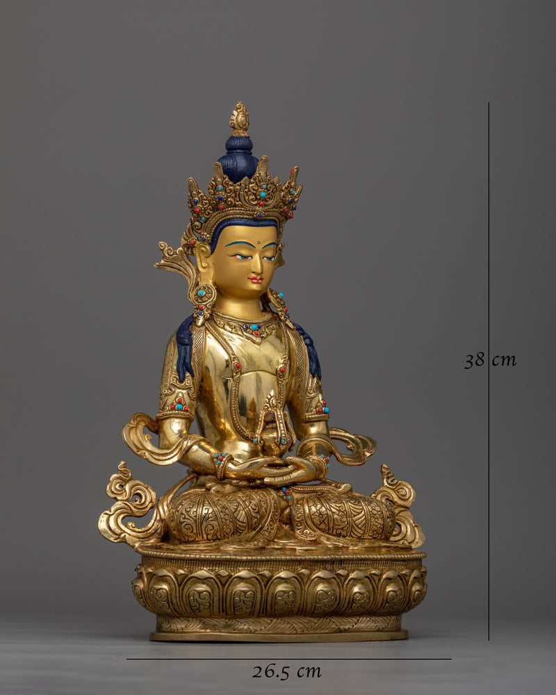 Radiant Amitayus 38cm Gold Gilded Statue | Symbol of Eternal Life