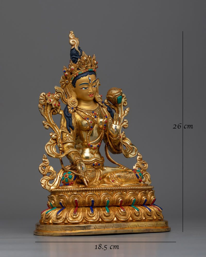 White Tara 26cm Gold Gilded Statue | Symbol of Compassionate Wisdom