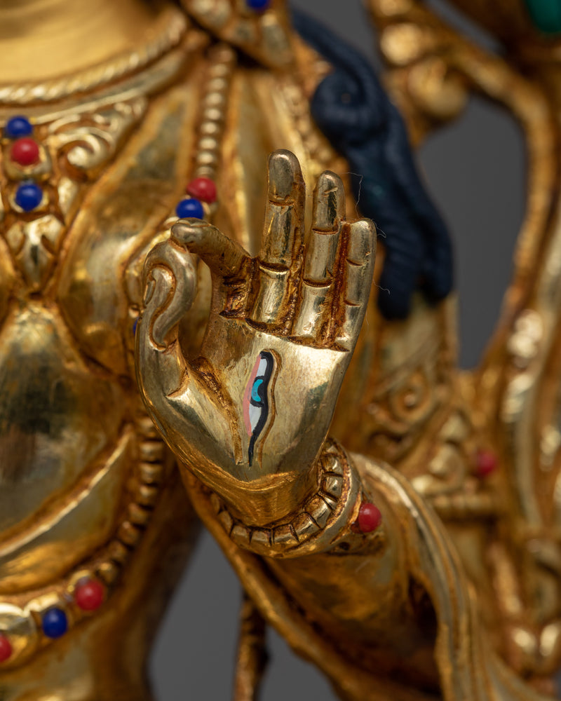 White Tara 26cm Gold Gilded Statue | Symbol of Compassionate Wisdom